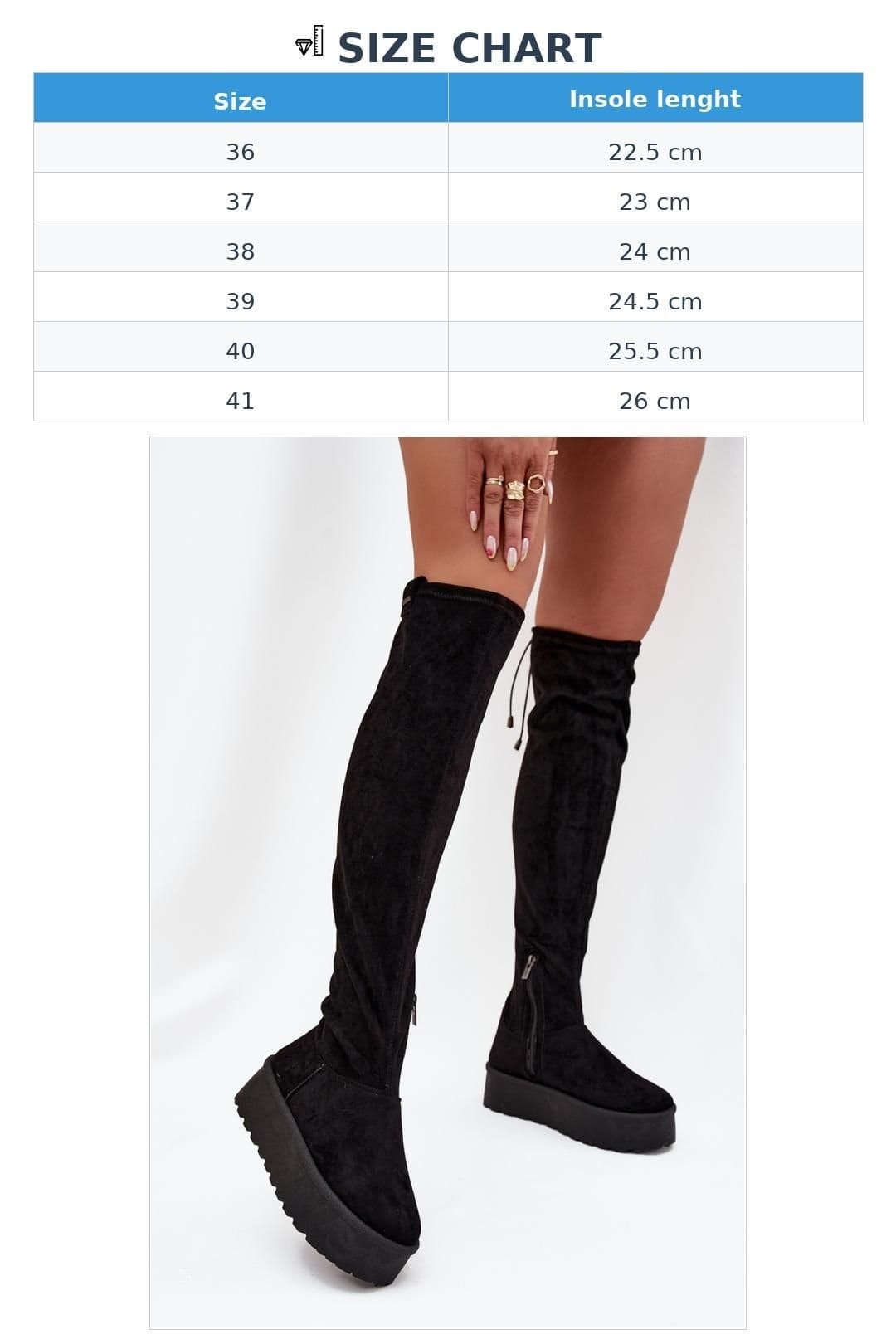 Love Lace Love Lace Women's Fleece Lined Faux Suede Platform Thigh High Boots Zipper Closure in Black - 4