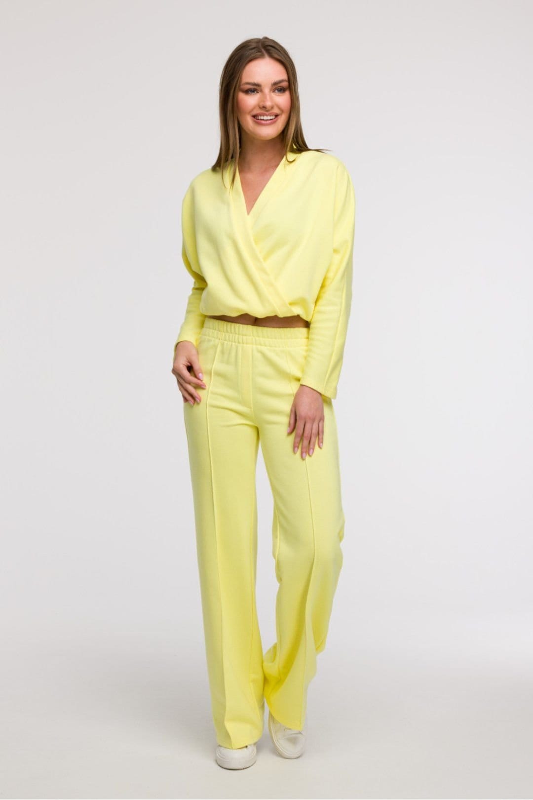 Love Lace Yellow Wide Leg Sweatpants Tracksuit