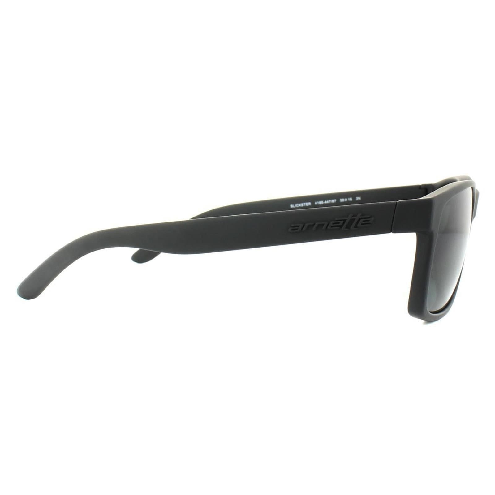 Arnette Arnette Men's Rectangle Black Rubber Grey 4185 Slickster Sunglasses - 4