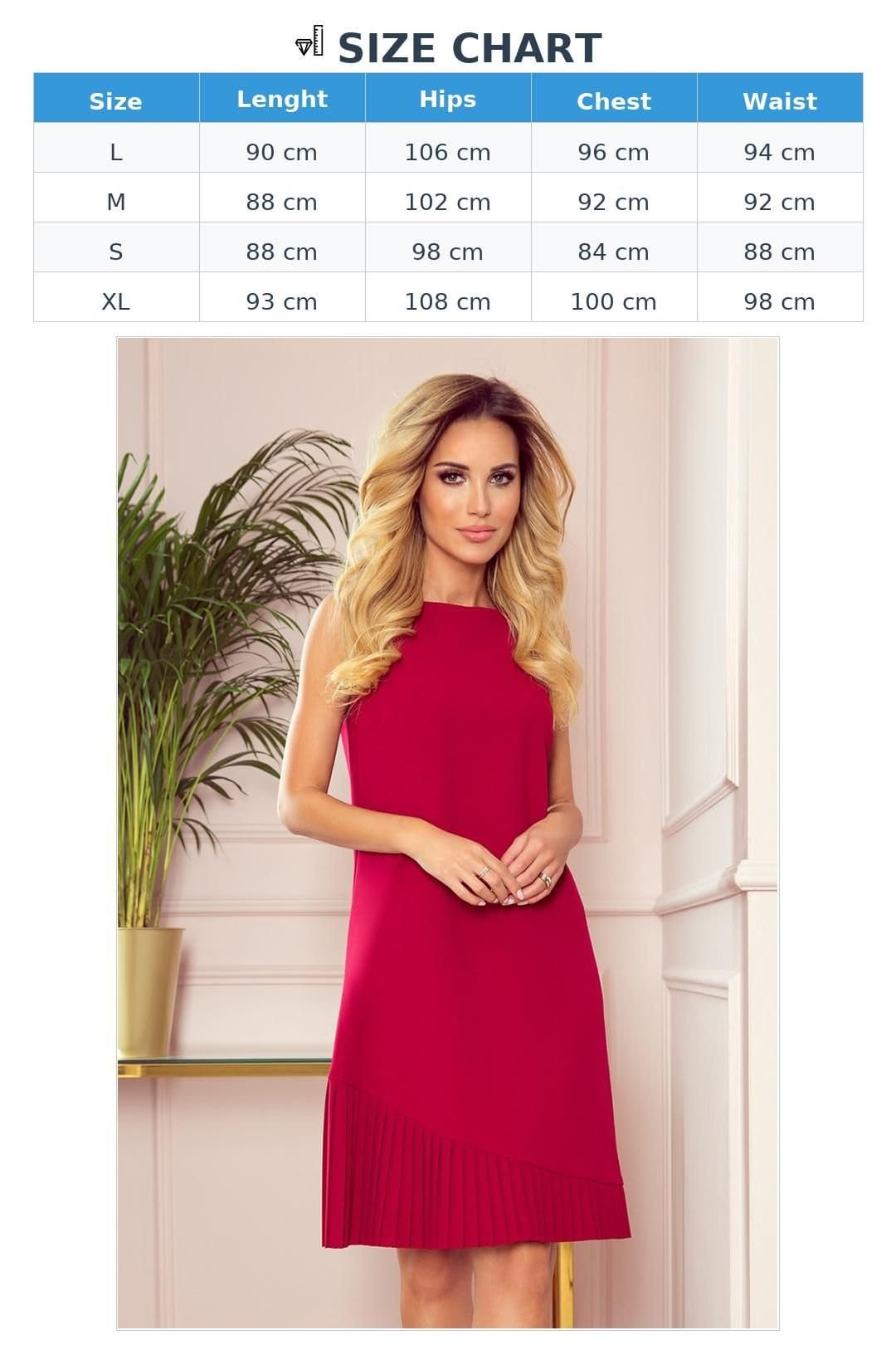 Love Lace Love Lace Women's Trapeze Dress Asymmetrical Pleats in Red - 4