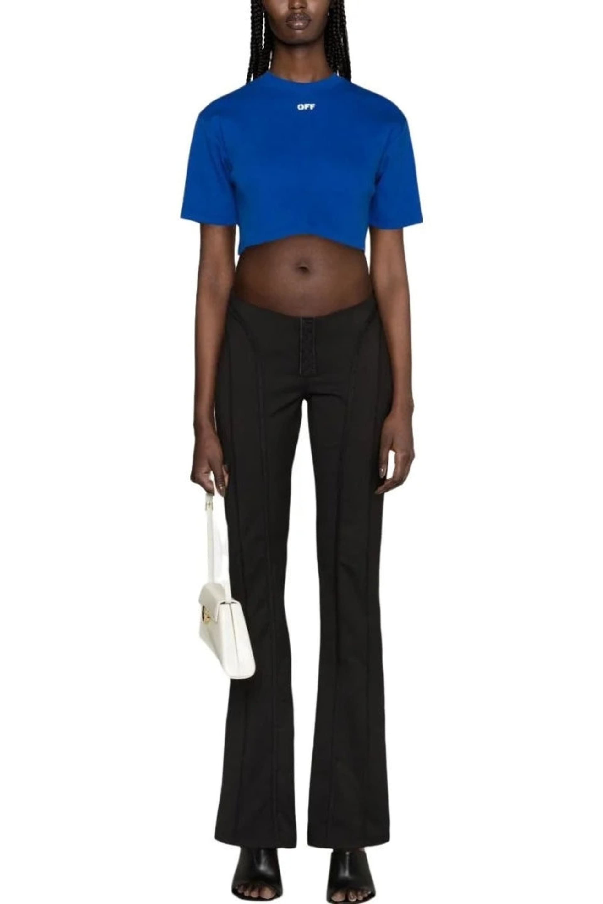 Off-White Off-White Women's Short Sleeve Crew Cropped T-shirt in Cobalt