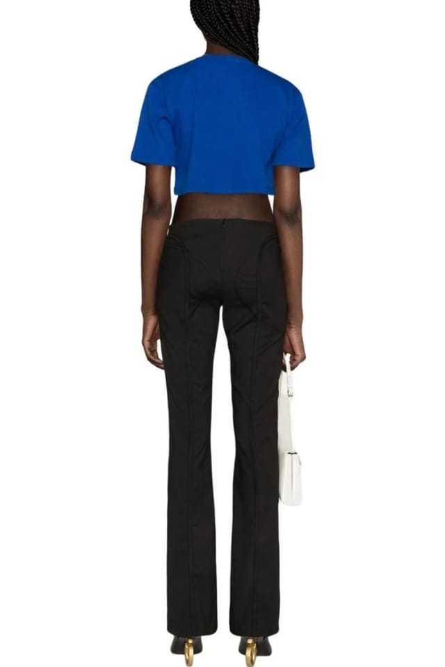 Off-White Off-White Women's Short Sleeve Crew Cropped T-shirt in Cobalt - 2