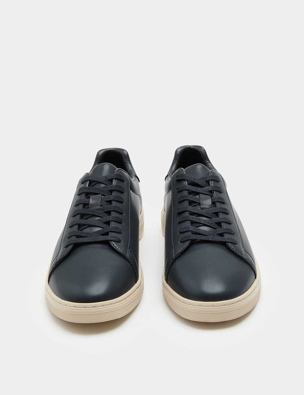 Marks & Spencer M&S Navy Leather Lace-Up Trainers