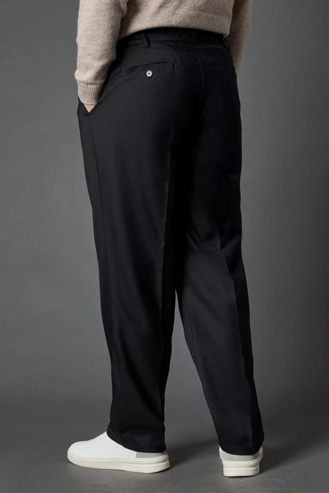 Burton Burton Men's Black Pleat Front Wide Leg Smart Trousers - 3