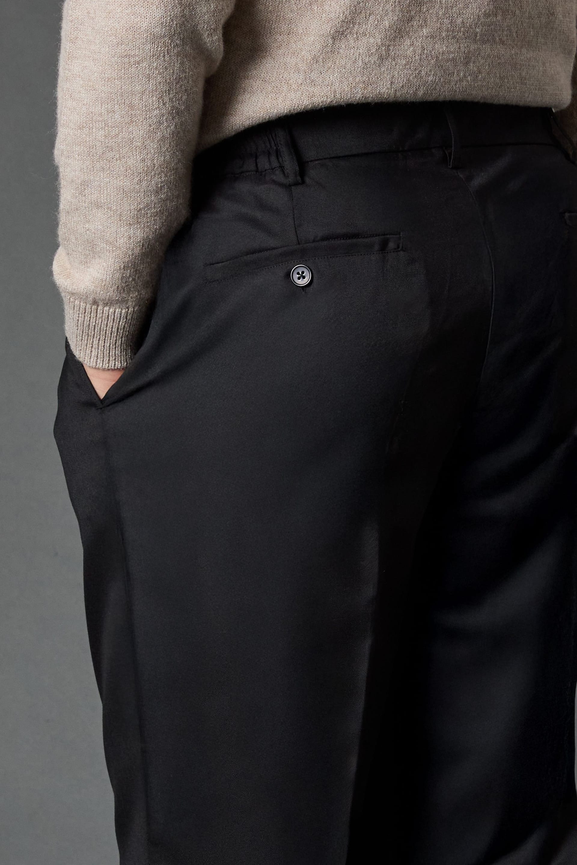 Burton Burton Men's Black Pleat Front Wide Leg Smart Trousers - 4