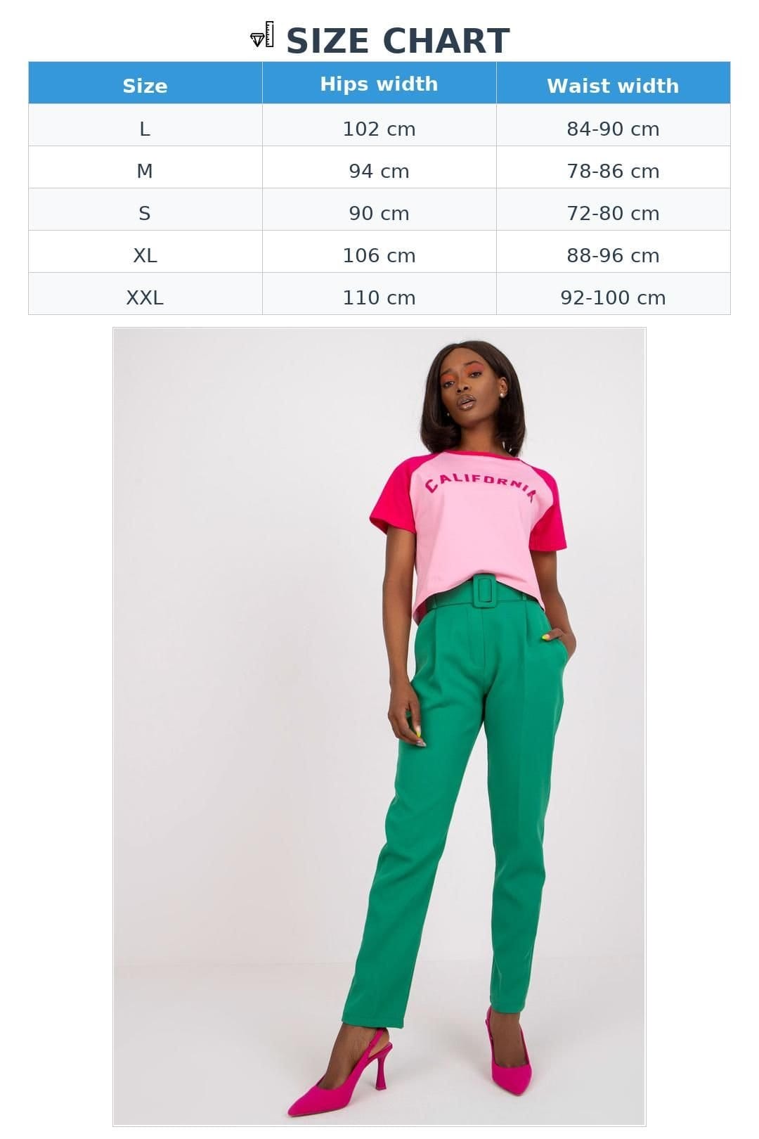 Love Lace Love Lace Women's High Waisted Zip Button Trousers with Belt in Green - 4