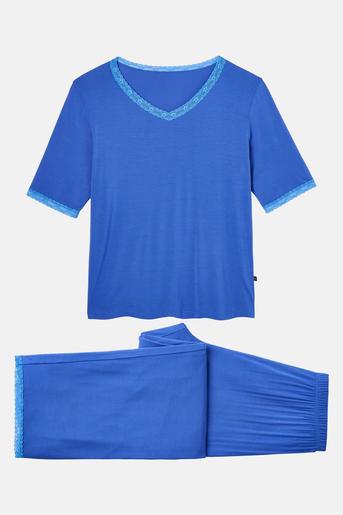 British Boxers British Boxers Women's "Ultra Blue" Bamboo Lace Pyjama Set in Bright Blue - 4