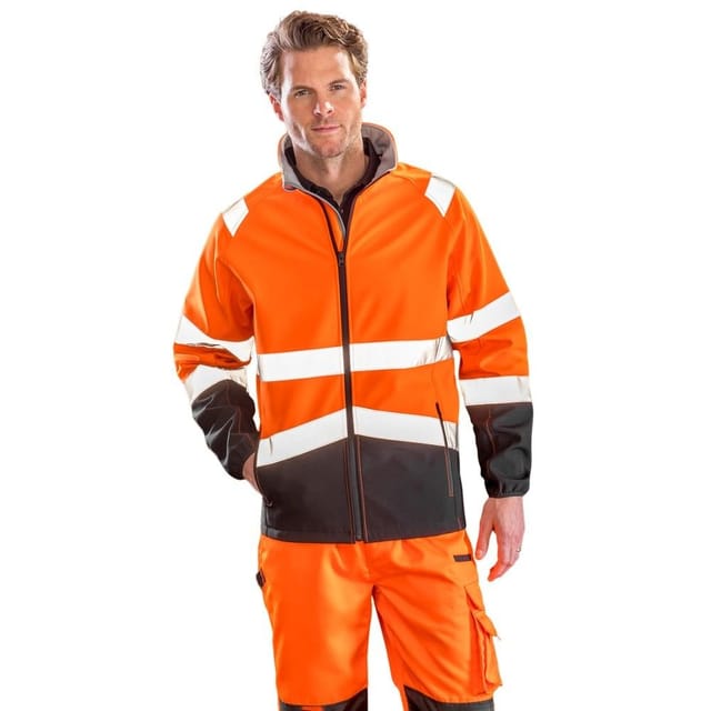 SAFE-GUARD by Result SAFE-GUARD by Result Men's Printable Safety Soft Shell Jacket in Burnt Orange - 3