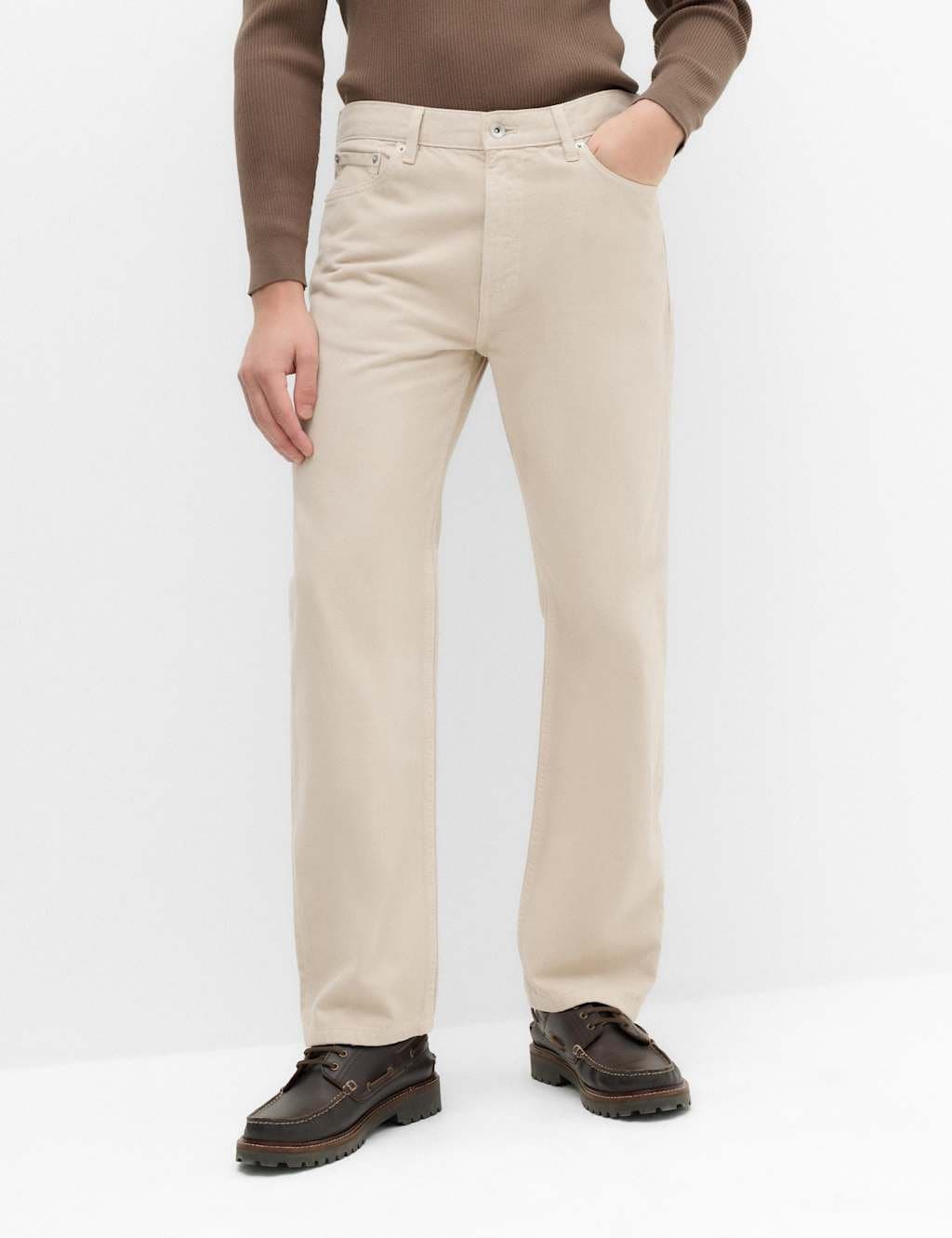 Marks & Spencer M&S Authentic Relaxed Straight Fit Rigid Jeans Sand