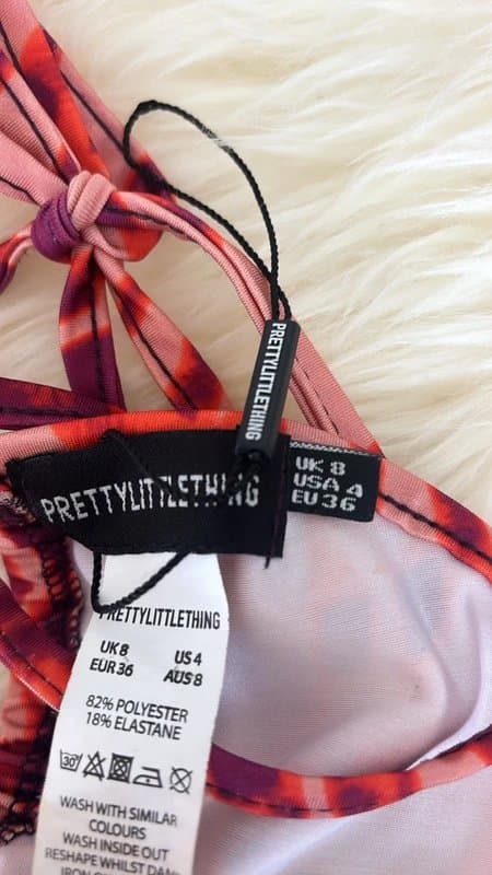 PrettyLittleThing Pretty little thing pink orange and purple leopard print bikini top
