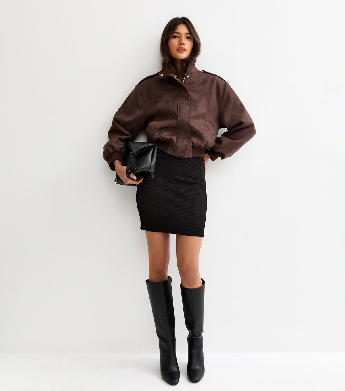 New Look Women's Black Textured Tube Mini Skirt New Look