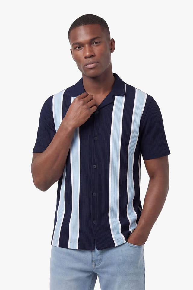 Luke 1977 Luke 1977 Men's Gwithian Textured Shirt in Dark Navy - 3