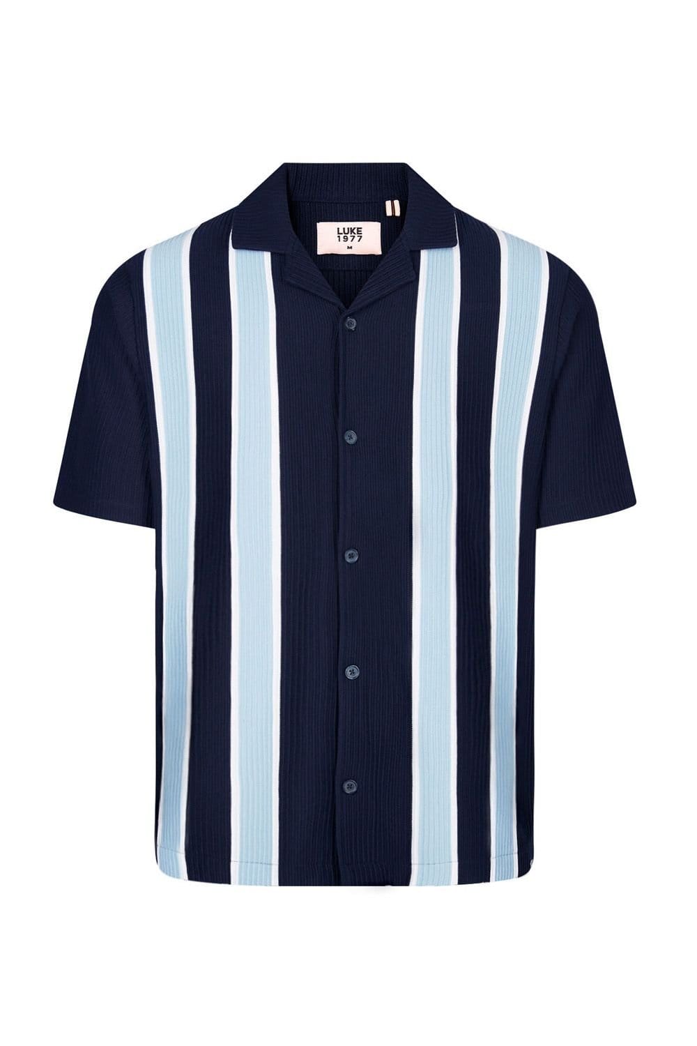 Luke 1977 Luke 1977 Men's Gwithian Textured Shirt in Dark Navy - 4