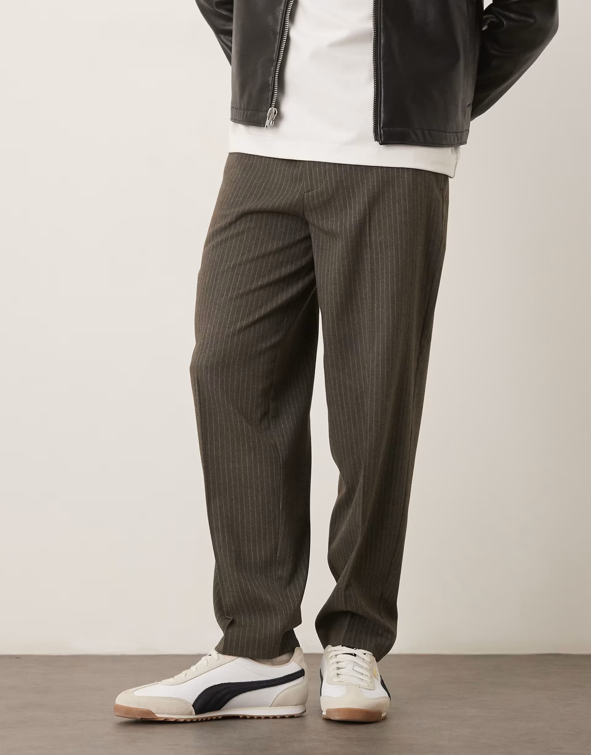 ASOS ASOS DESIGN smart oversized tapered trousers in grey flannel pinstripe