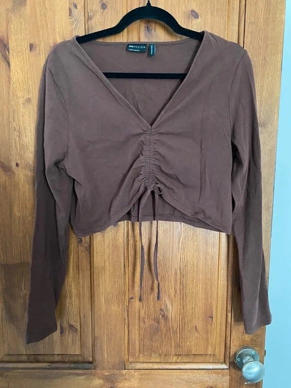ASOS Brown Ruched Crop Top