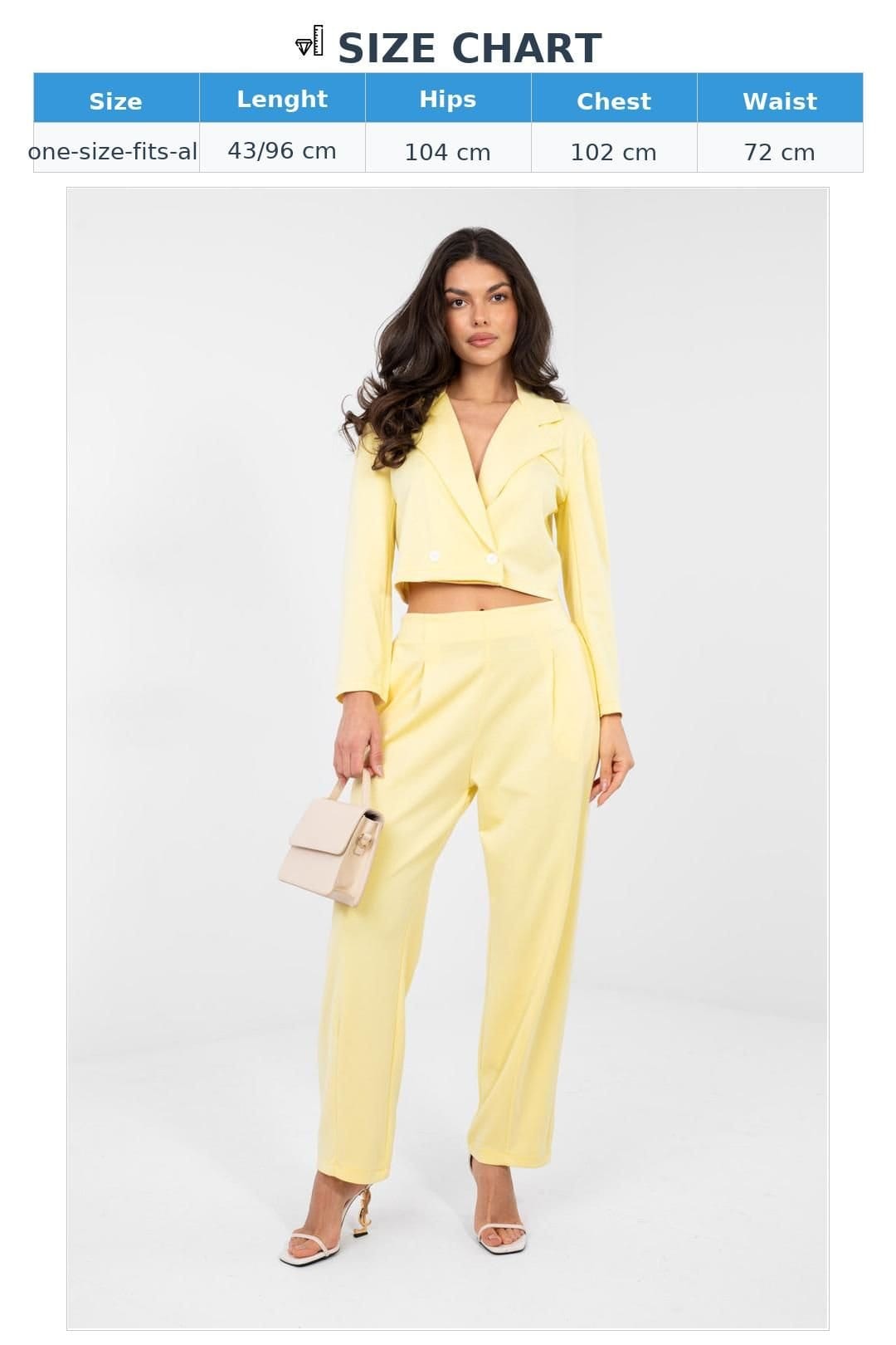 Love Lace Love Lace Women's Elegant Short Blazer & Long Trouser Suit in Yellow - 4