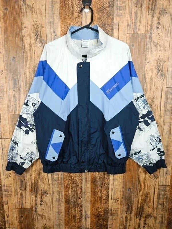 Patrick Vintage Patrick Shell Jacket - 90s Sports Windbreaker - Blue Abstract