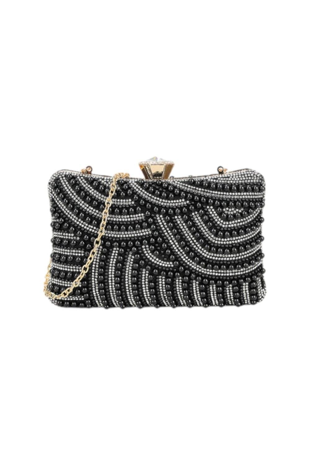 D2C D2C Women's Pearl Embellished Clutch Bag in Black