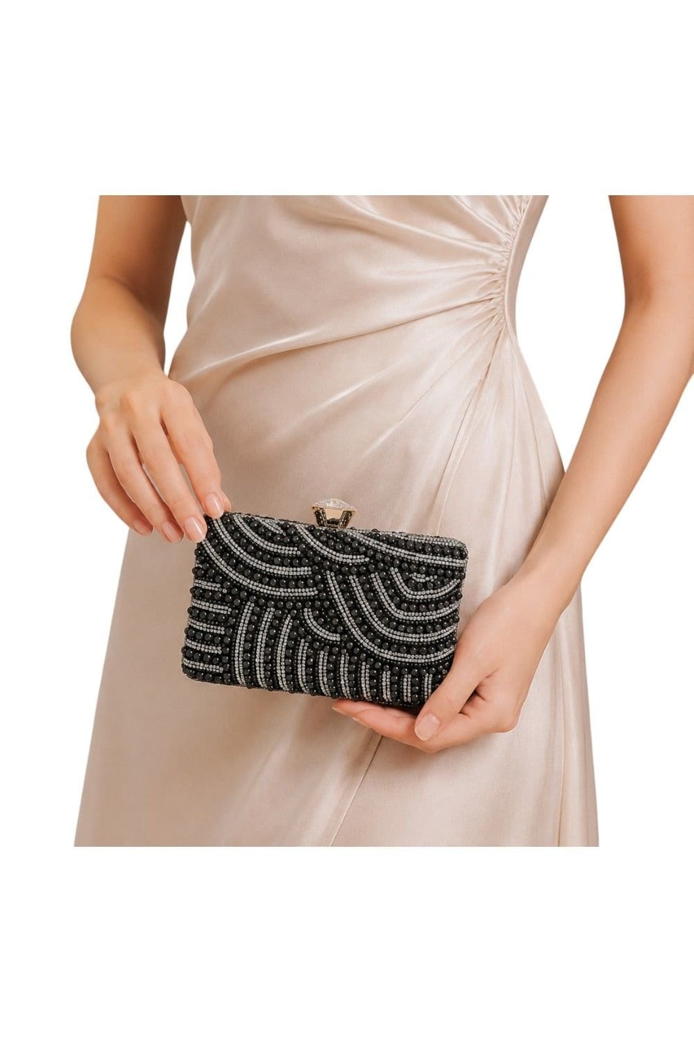 D2C D2C Women's Pearl Embellished Clutch Bag in Black - 4