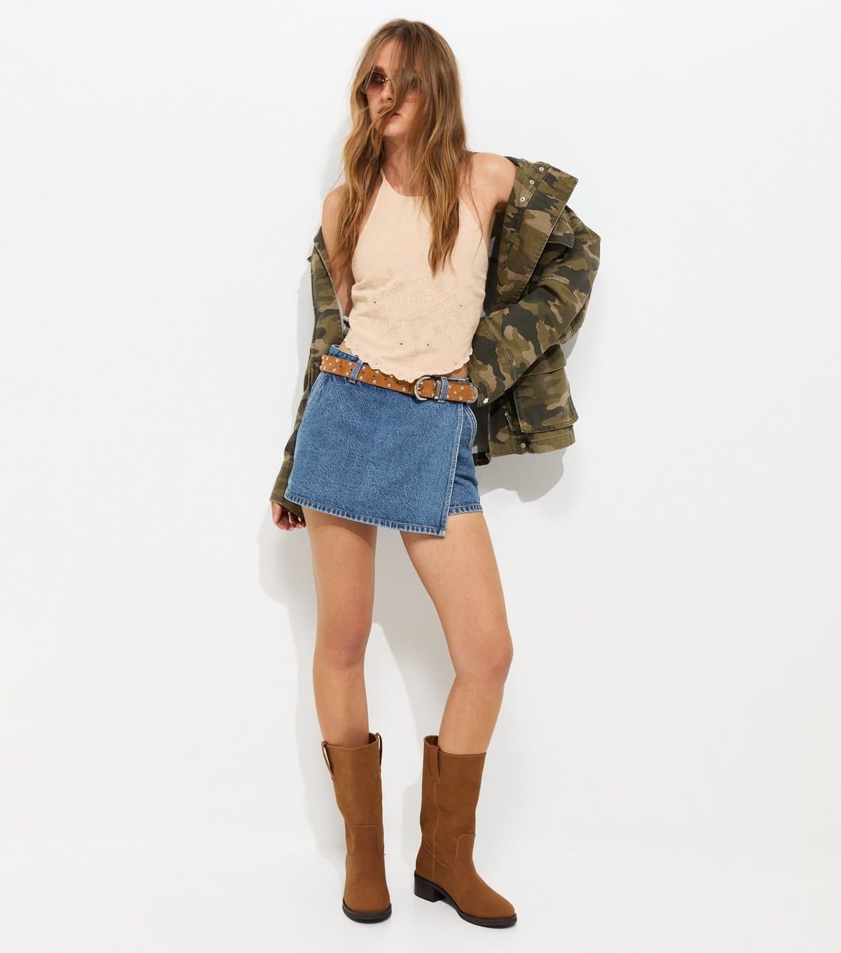 New Look Women's Blue Denim Wrap Skort New Look