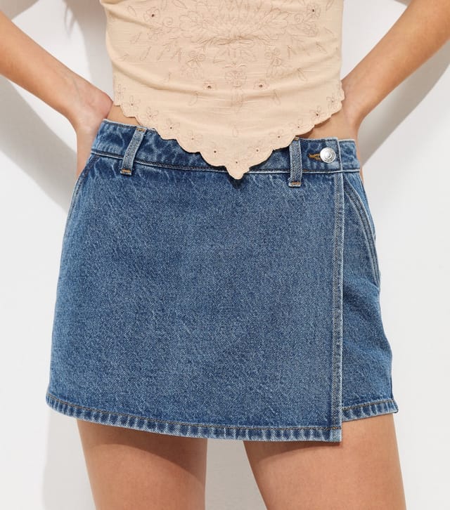 New Look Women's Blue Denim Wrap Skort New Look - 3