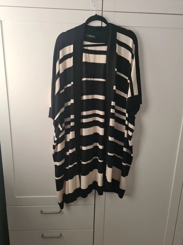 Jaeger Biege and black jaeger stripe long cardigan - 1