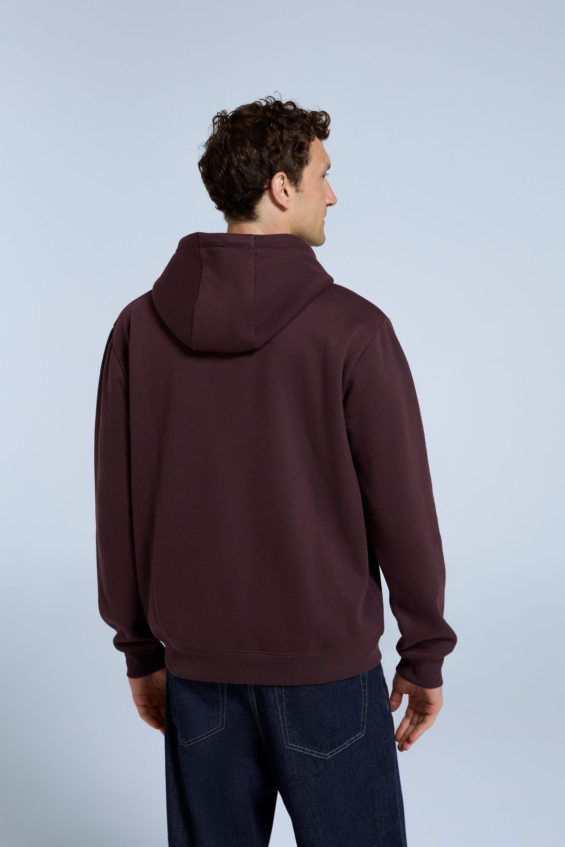 Animal Animal Men's 'Nick' Heavyweight Kangaroo Pocket Elastic Hem Cotton Snug Fit Hoodie in Burgundy - 4