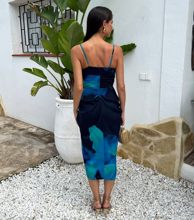 AX Paris Women's Navy Gathered Skirt Strappy Midi Dress AX Paris New Look - 3