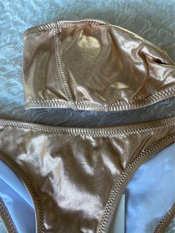 Topshop Brand new rose gold, metallic bikini UK10