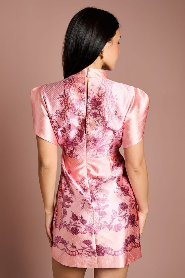 Coast Coast Women's Petite Floral Placed Tulip Sleeve Mini Dress in Pink - 3