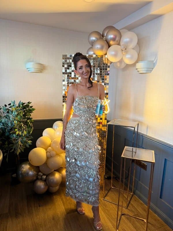 ASOS Design Asos design tall embellished teardrop sequin midi dress with cut out detail in cream size 4