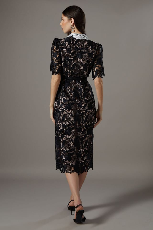 Coast Coast Women's Lace Shirt Dress Contrast Colour in Black - 3