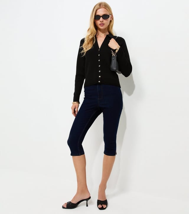 New Look Women's Black Compact Knit Collared Cardigan New Look - 2