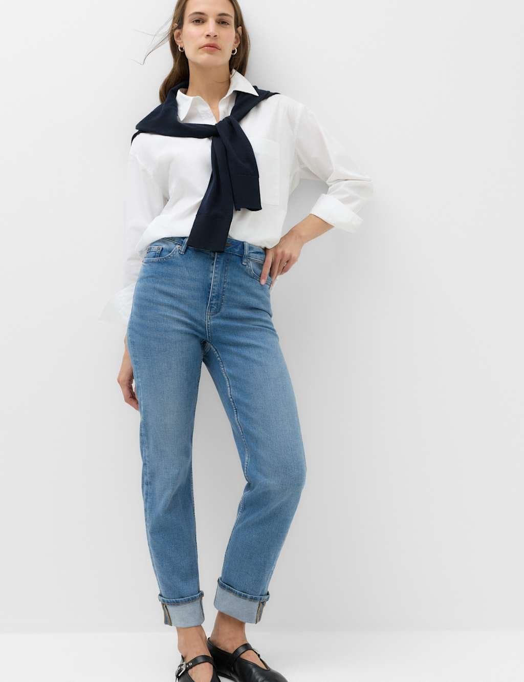 Marks & Spencer M&S Harper High Waisted Cigarette Cropped Jeans Light Indigo