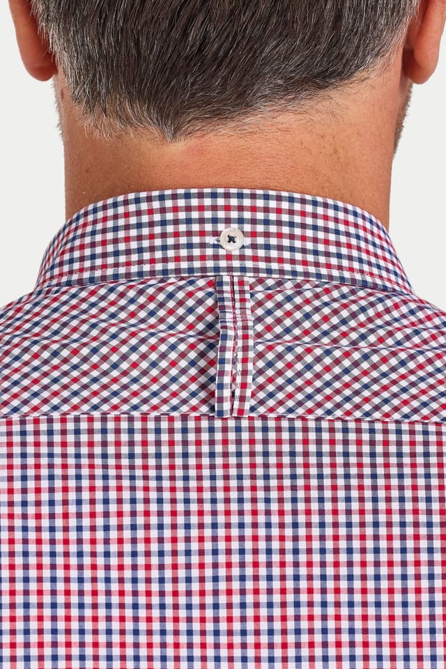 raging bull Raging Bull Men's Long Sleeve Graph Check Poplin Cotton Shirt in Red - 3