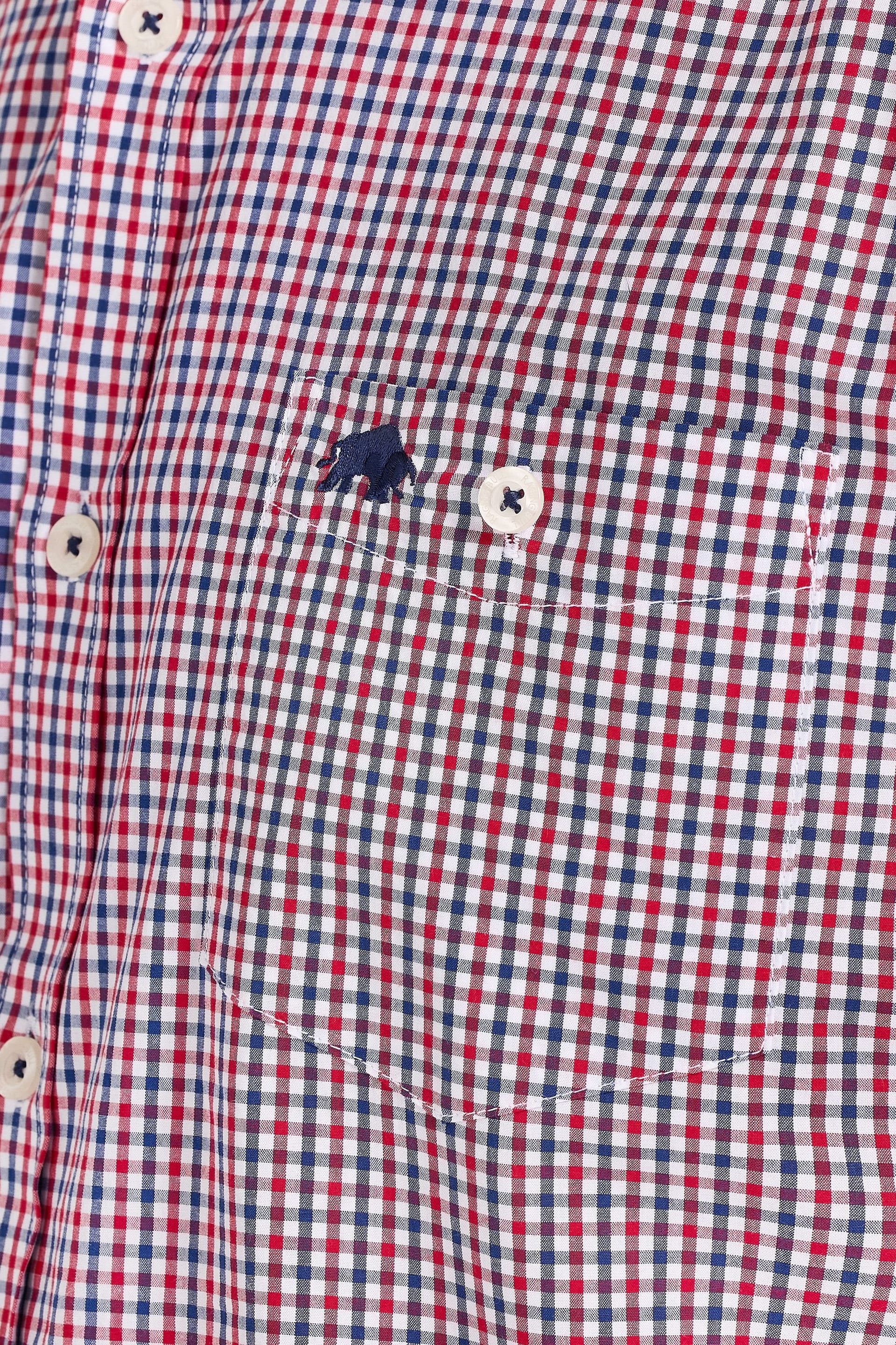 raging bull Raging Bull Men's Long Sleeve Graph Check Poplin Cotton Shirt in Red - 4