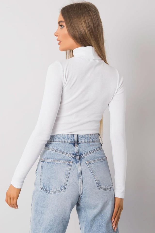 Love Lace Love Lace Women's Classic Fitted Long Sleeve Turtleneck Top in White - 3