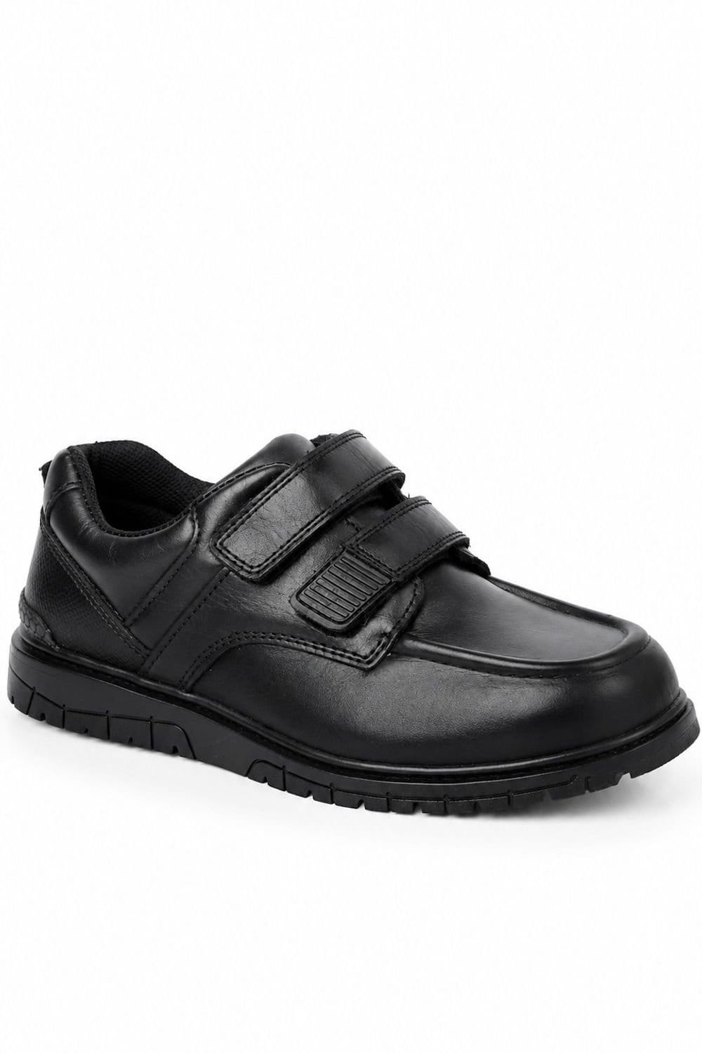 Spot On Spot On Men's Leather Double Strap Durable School Shoes in True Black - 1