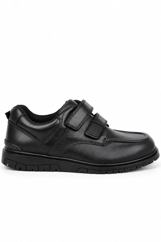 Spot On Spot On Men's Leather Double Strap Durable School Shoes in True Black - 2