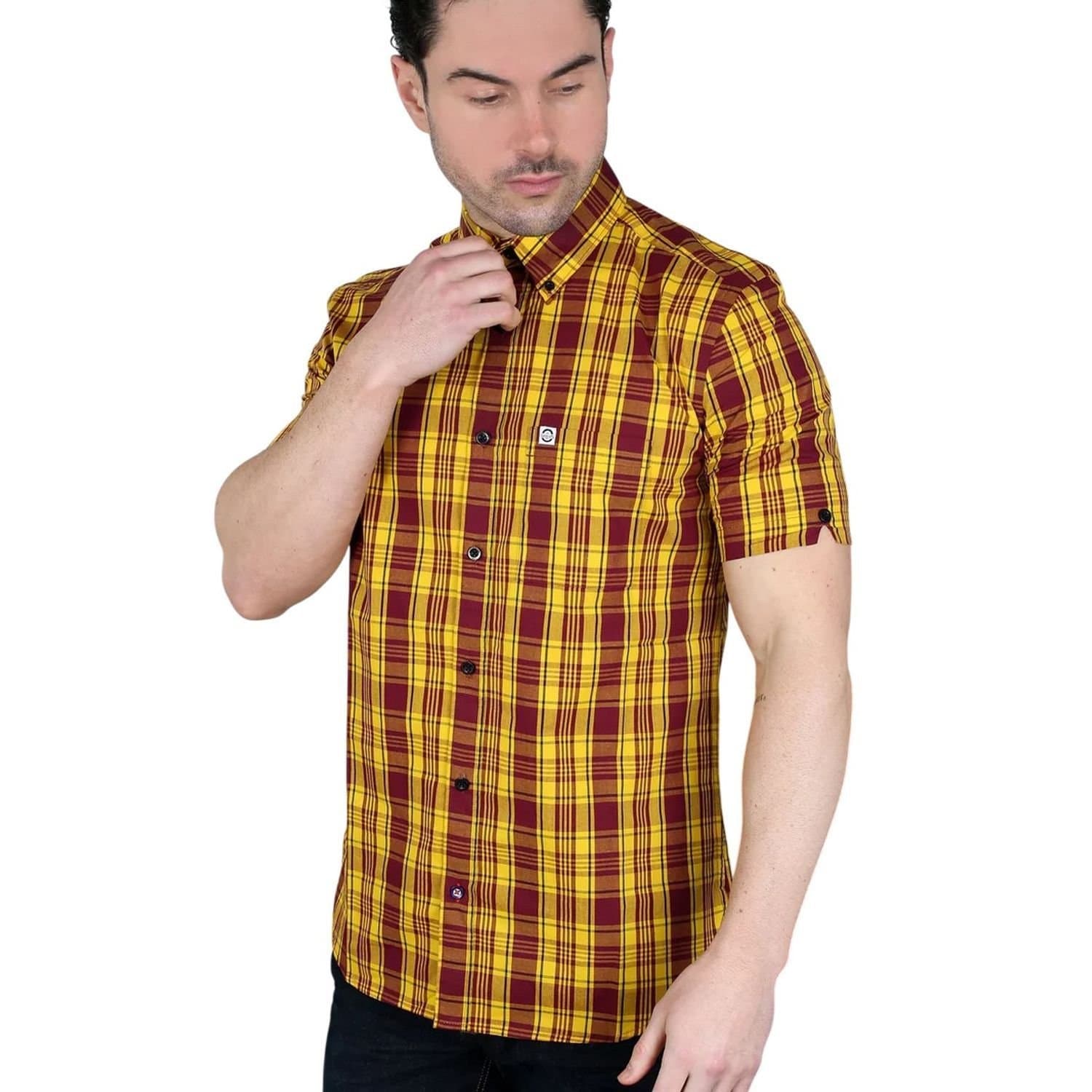 Lambretta Lambretta Men's Checked Shirt in Burgundy