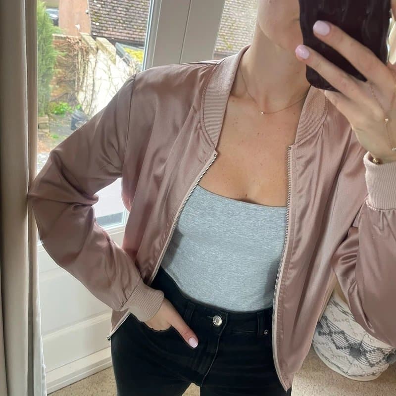 New Look New look nude pink satin bomber jacket size 8