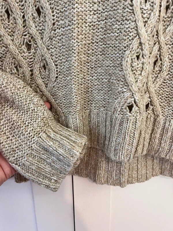 George George women’s neutral beige Crochet Pattern Knitted cosy winter Jumper