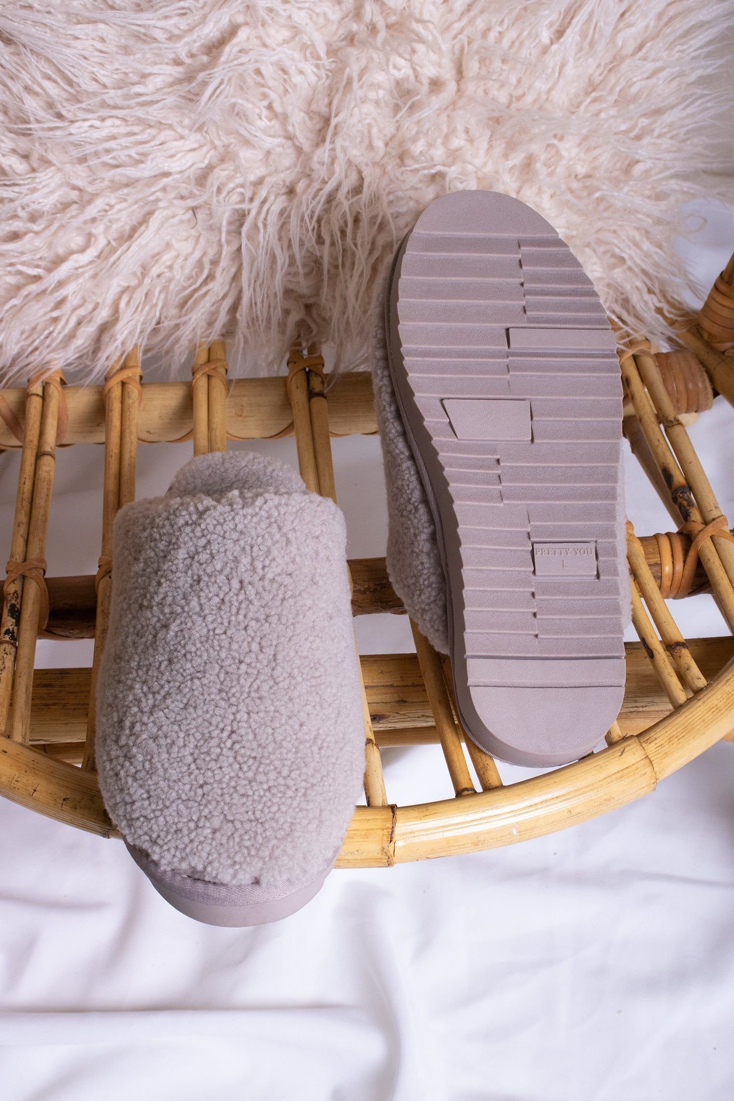 Pretty You London Pretty You London Women's Jude Sheepskin Mule Slippers in Mid Grey - 4