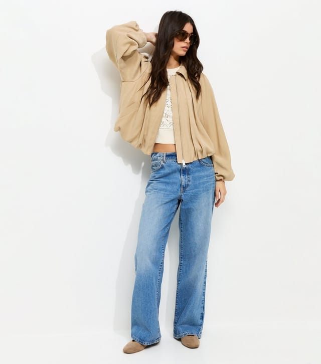 New Look Women's Camel Gathered Sleeve Zip Front Jacket New Look - 3