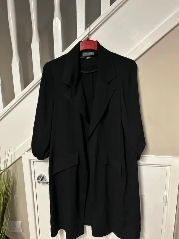 Primark (I76p) long black blazer jacket primark 16