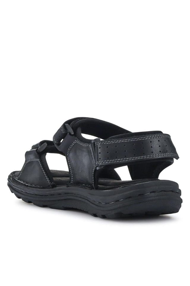 Pavers Pavers Men's Leather Adjustable Sandals in Black - 3