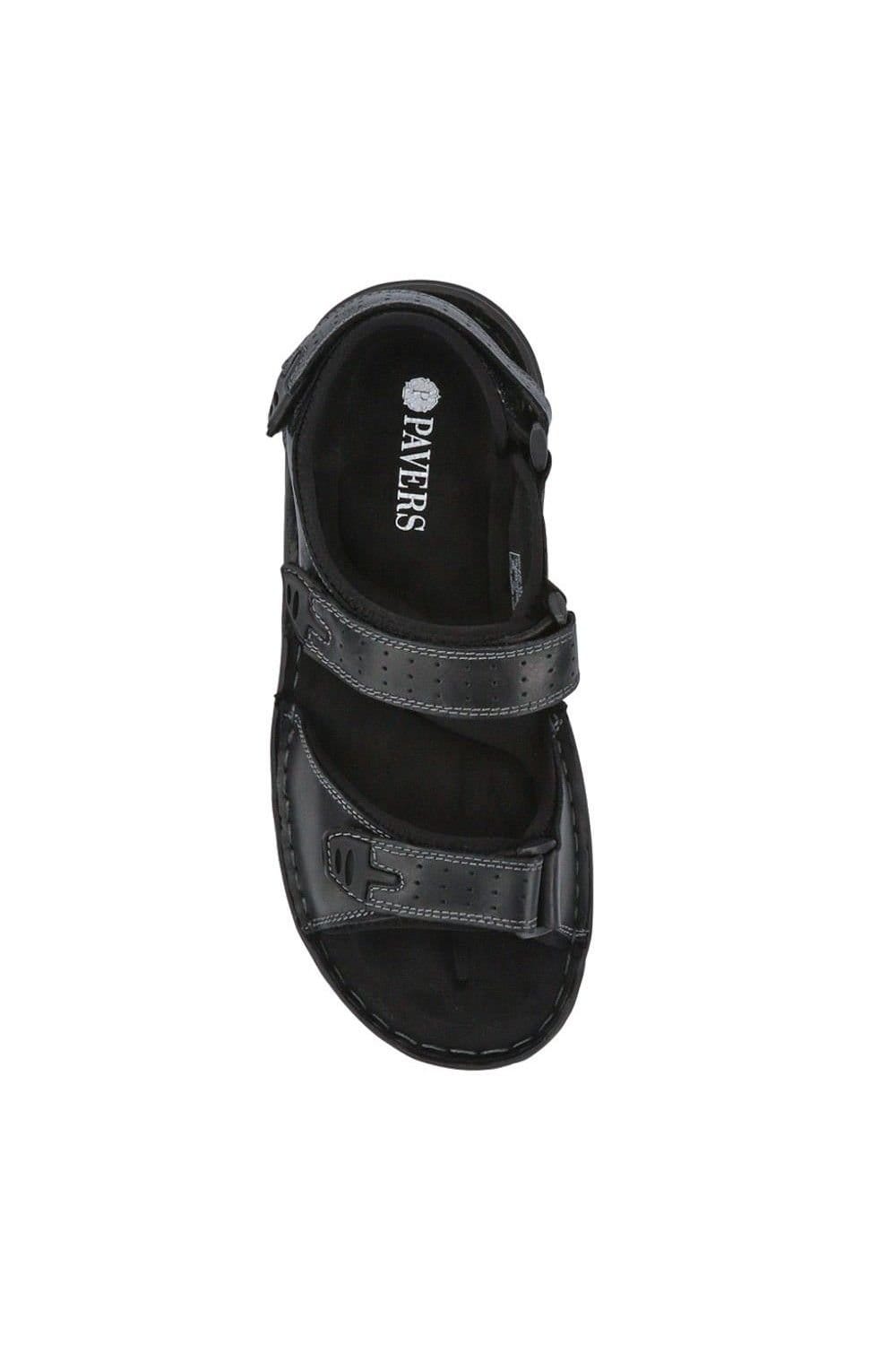 Pavers Pavers Men's Leather Adjustable Sandals in Black - 4
