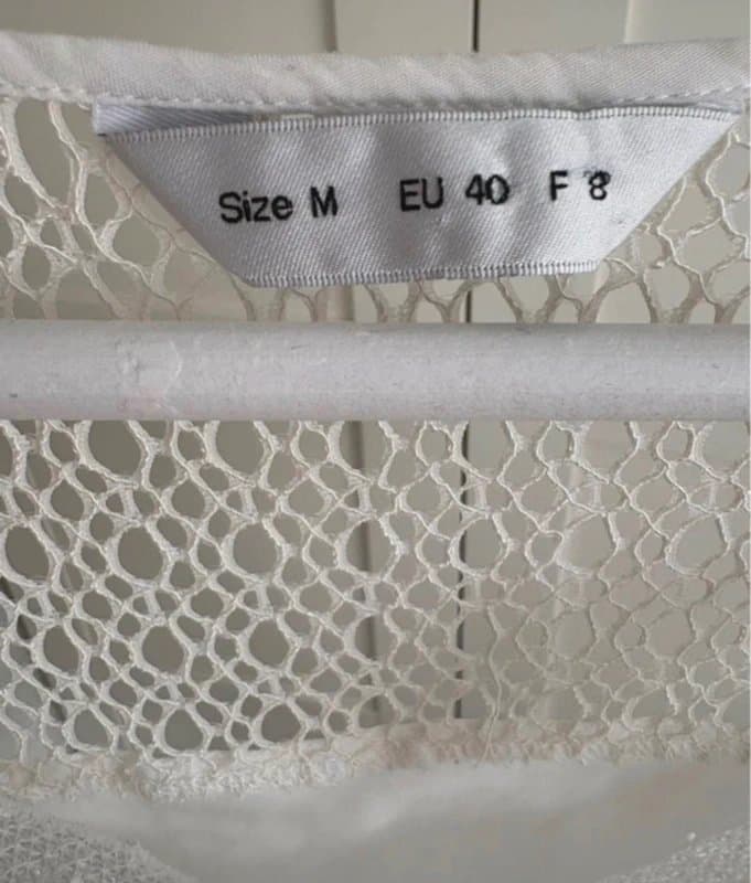 unknown White Boho Lace Crochet Embroidered Blouse Top UK 12 EU 40 Medium Festival Cottagecore
