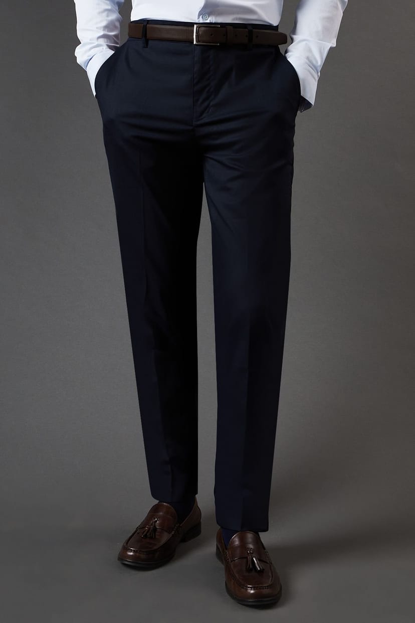 Burton Burton Men's Navy Slim Fit Smart Trousers - 1