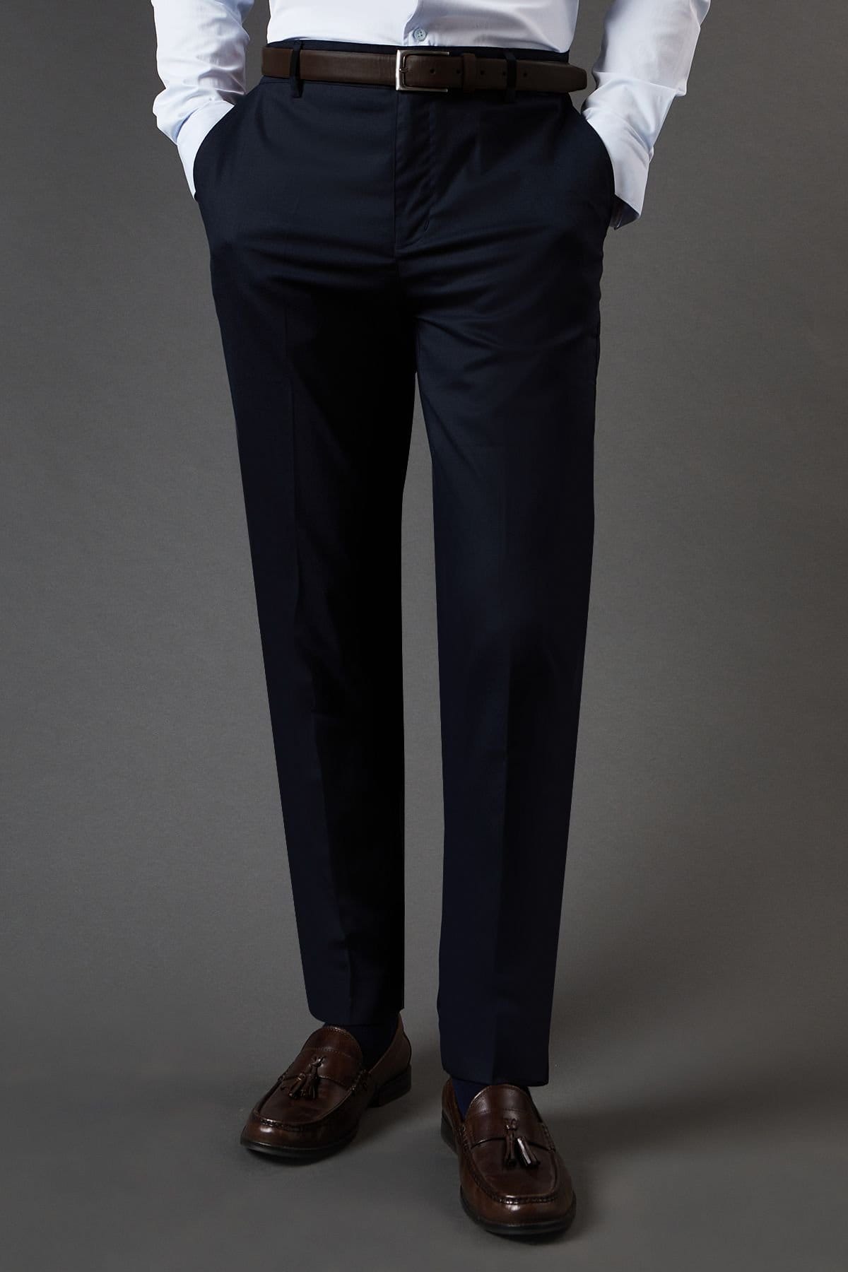 Burton Burton Men's Navy Slim Fit Smart Trousers - 1